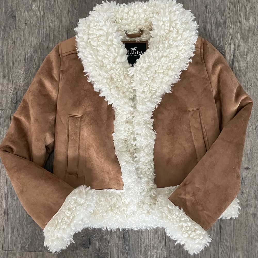 Hollister Brown and Cream Bomber Jacket